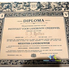 Diploma R. Holtus Meester-Landbouwer